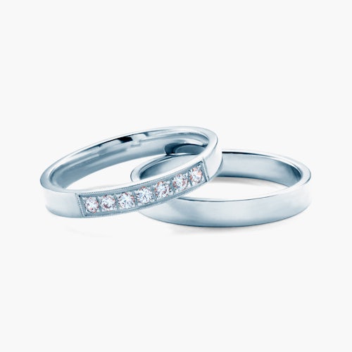 Obrączki ślubne: białe złoto, płaskie, 3 mm